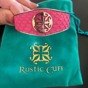 Rustic Cuff hot pink python cuff
